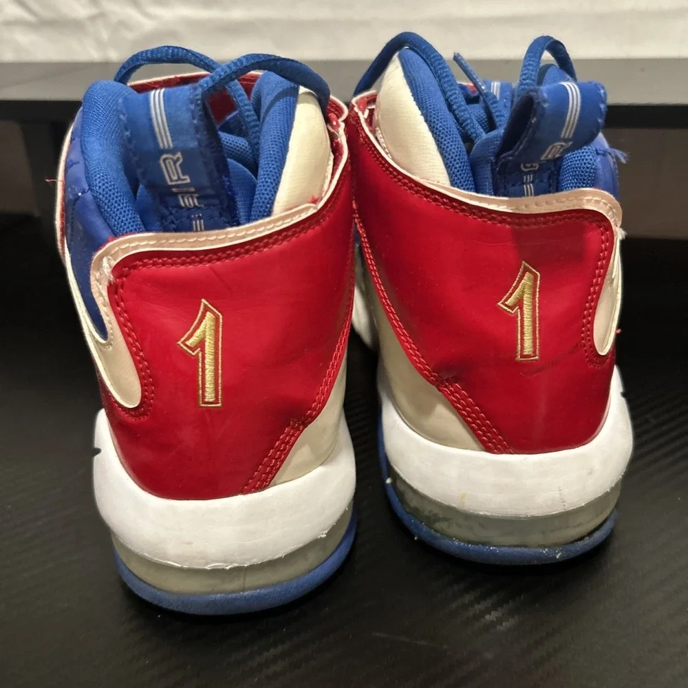 Nike Air Max Penny 4 Red/White/Blue 313936-441 Youth Size 7Y 1 Cent Logo
